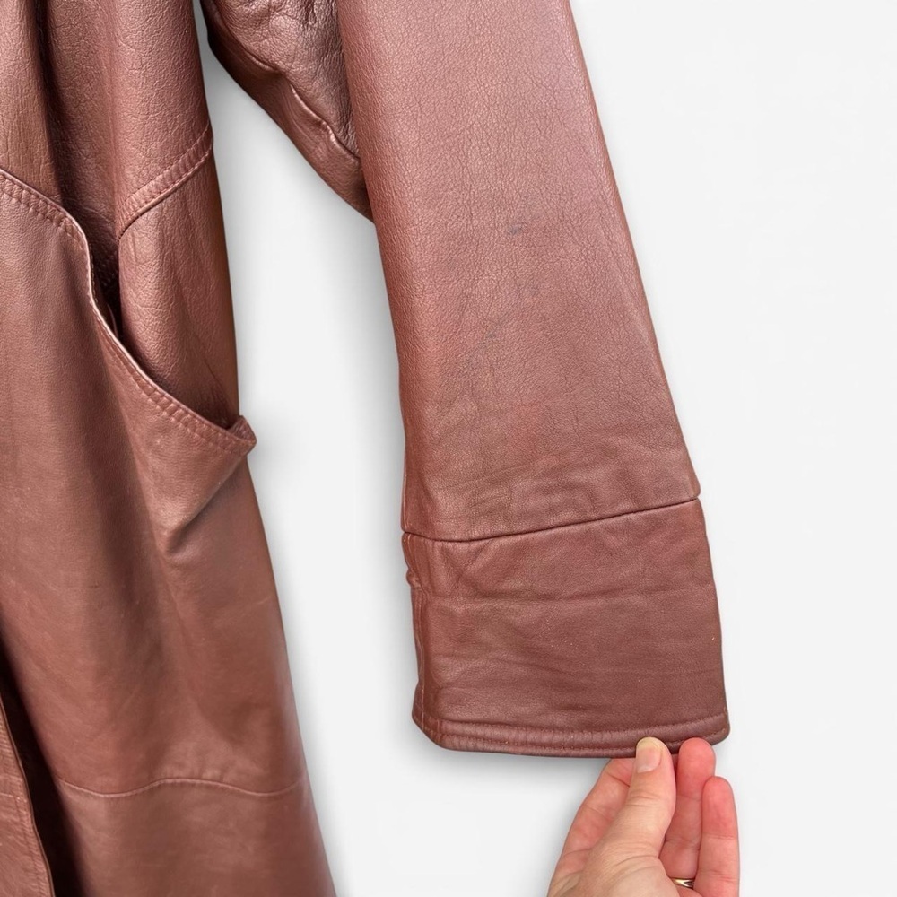 80s leather trench coat - Picture 4 of 8